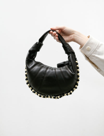 Mini Fortune Croissant Bag with Beads Dark Chocolate