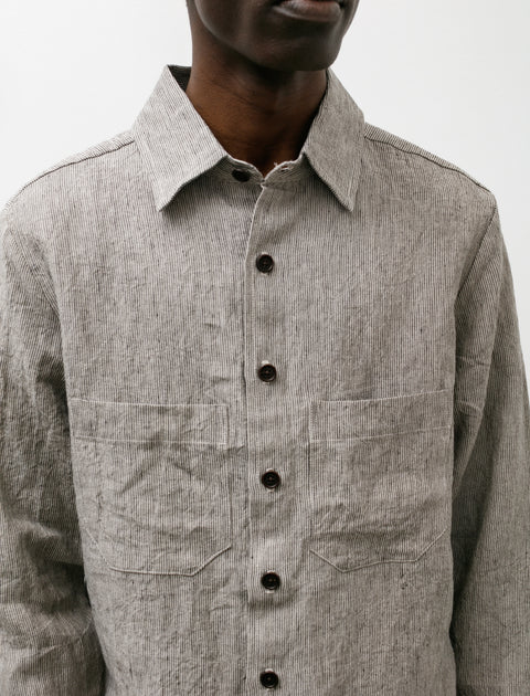 Two Pocket Shirt Tumbled Linen Stripe