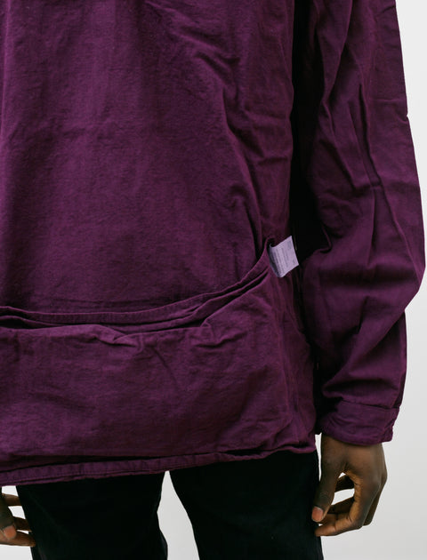 Tender 414 Hooded Double Breasted Pullover Bleached Weft Stripe Hadal Purple