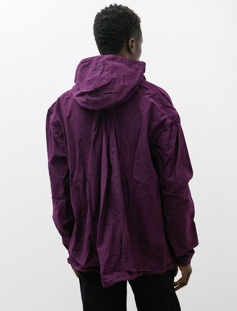 Tender 414 Hooded Double Breasted Pullover Bleached Weft Stripe Hadal Purple
