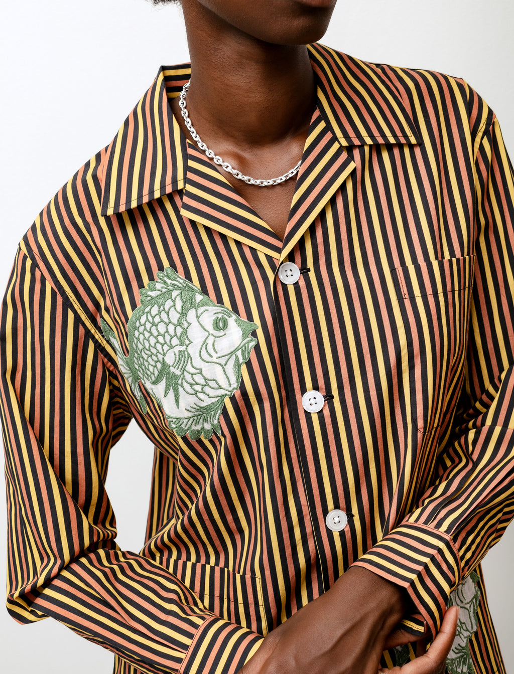 Bode Fish Appliqué Long Sleeve Shirt – Neighbour