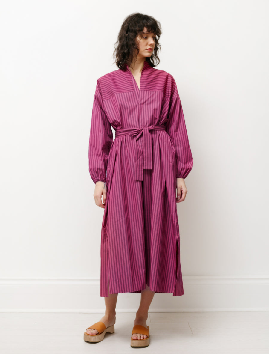 Cristaseya Shirt Dress with Gathered Sleeves Striped Pink – Neighbour Cristaseya Shirt Dress with Gathered Sleeves Striped Pink – Neighbour