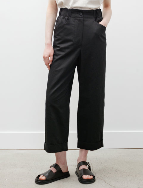 Margaret Howell Relaxed Crop Trousers Cotton Linen Twill Black