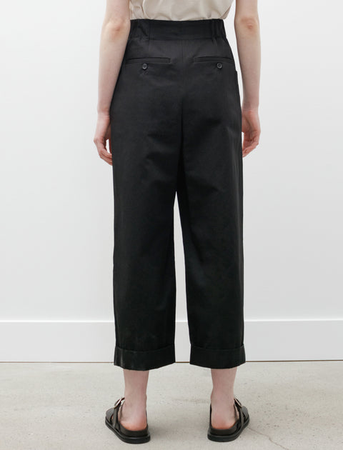 Margaret Howell Relaxed Crop Trousers Cotton Linen Twill Black