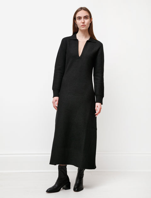 Cristaseya Felted Wool Polo Dress Black