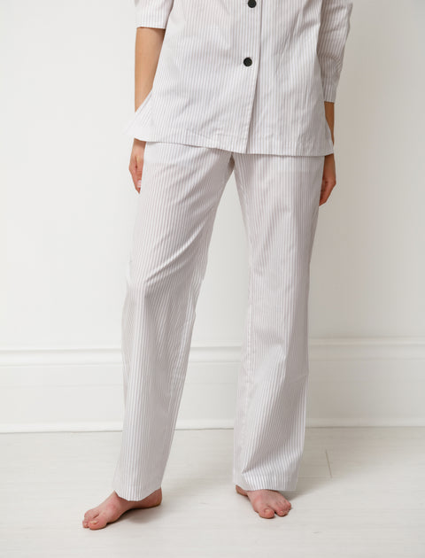 Rest Sleepwear Women's Pyjama Set White/Taupe Stripes