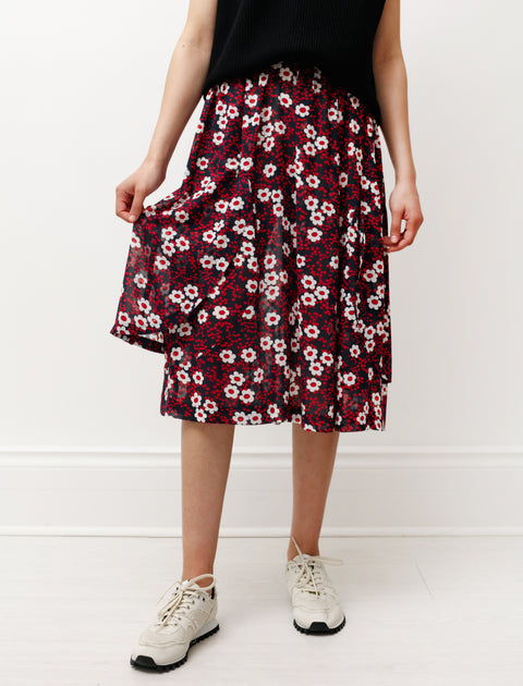 Comme des Garçons Comme des Garçons Floral Layered Skirt Navy/Red