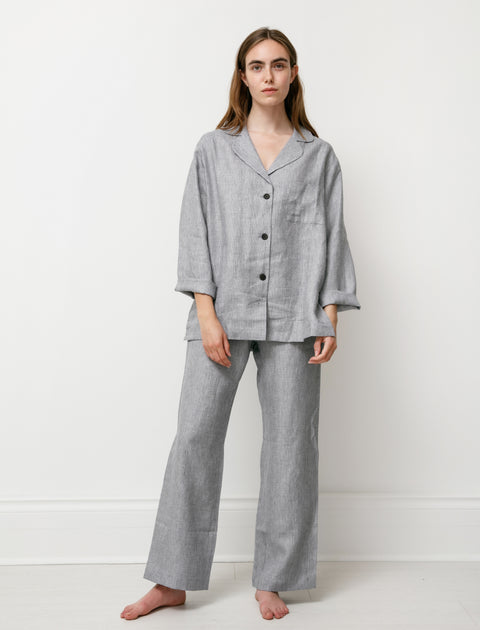 REST Womens Pyjama Set Tweedy Blue Linen