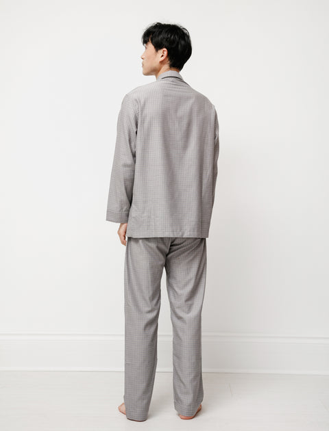 REST Mens Pyjama Set Grey Cotton Plaid
