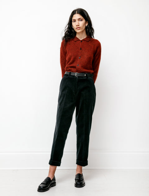 Margaret Howell Tapered Flat Front Trouser 8 Wale Corduroy Black