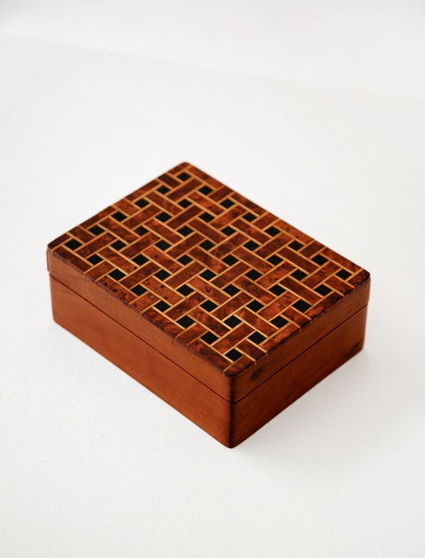 Found by Neighbour Basket Weave Marquetry Box 