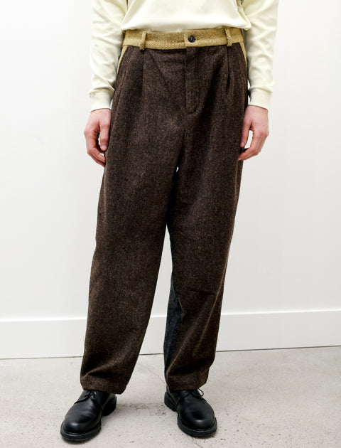 Frank Leder Mixed Wool Pants Yellow Brown Grey