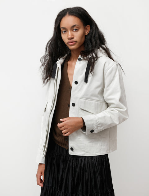 MHL Cropped Hooded Jacket Heavy Drill Off White