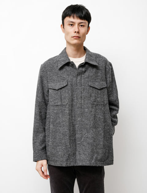 niuhans Brushed British Wool Cotton Utility Jacket Charcoal