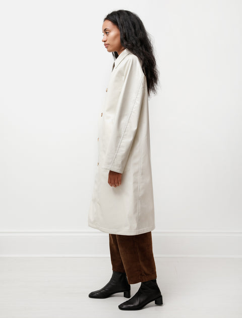 Auralee Wool Cashmere Laminate Coat Ivory Top Gray