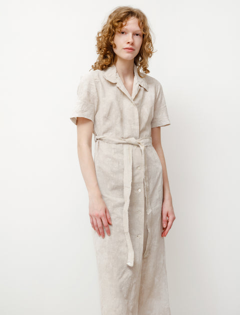 Our Legacy Womens Narrow Shirtdress White Coated Cotton Linen