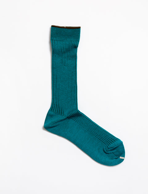 Anyo Socks Long Rib Socks Emerald/Brown