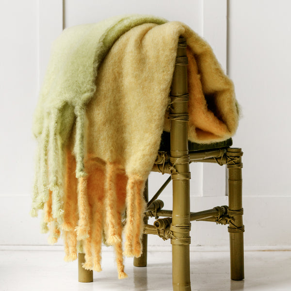 レーナ・レヴェル（Lena Rewell）モヘアウール　ブランケット Lena Rewell Fringed Mohair Blanket Citrus Plaid – Neighbour