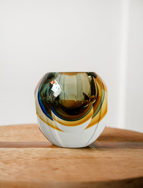 Faceted Sommerso Glass Vase