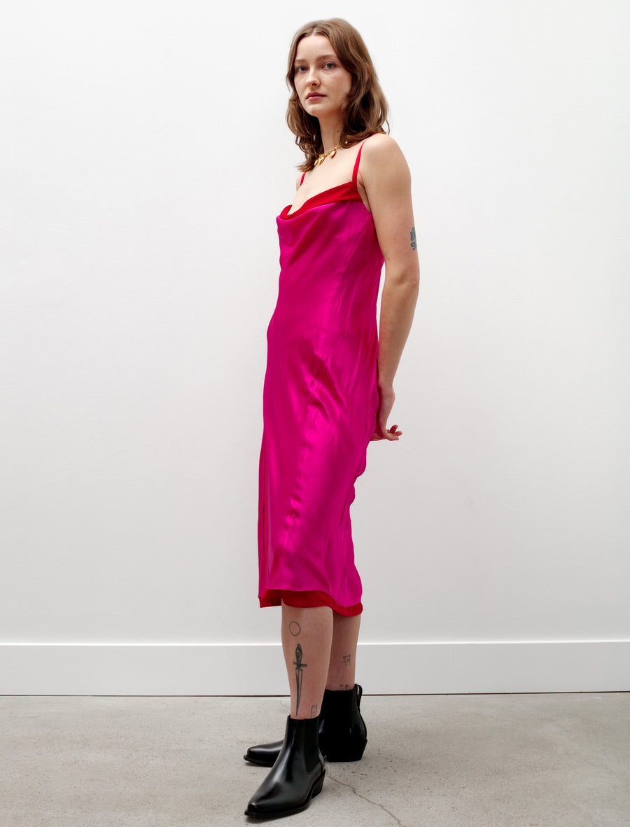 Satin Slip Dress Fuchsia/Red - Main Image