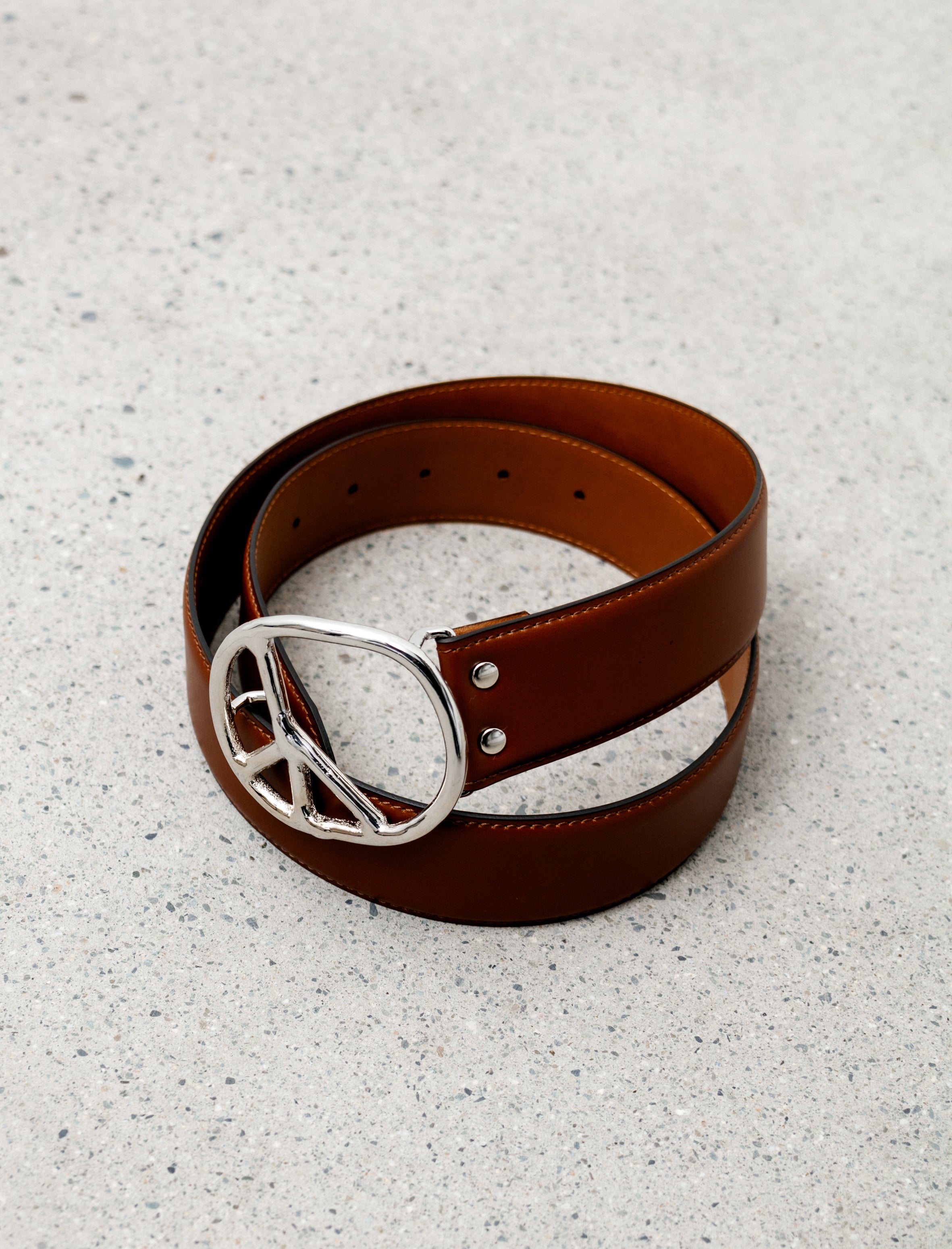 Peace Buckle Belt Brown