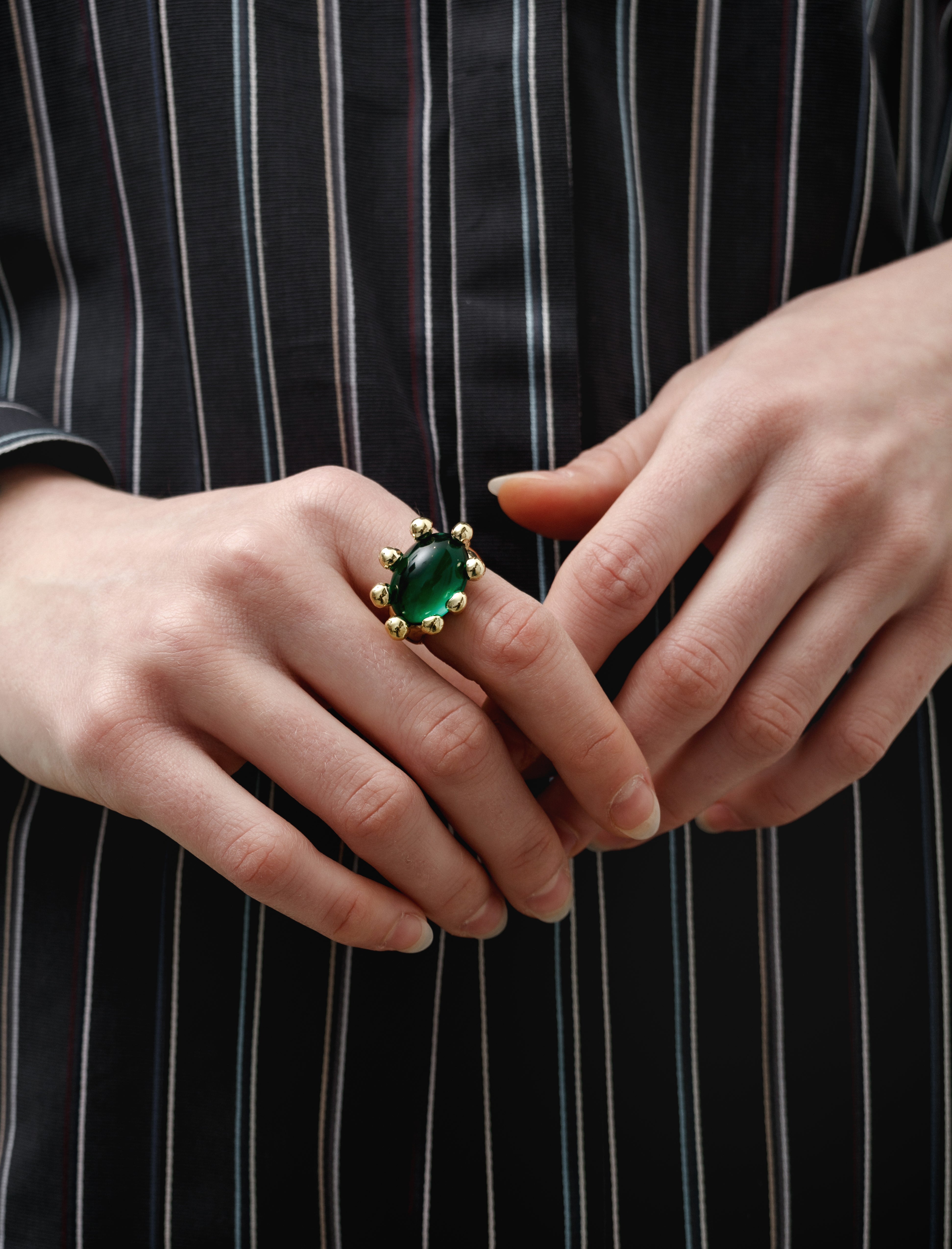Diva Ring Brass/Emerald