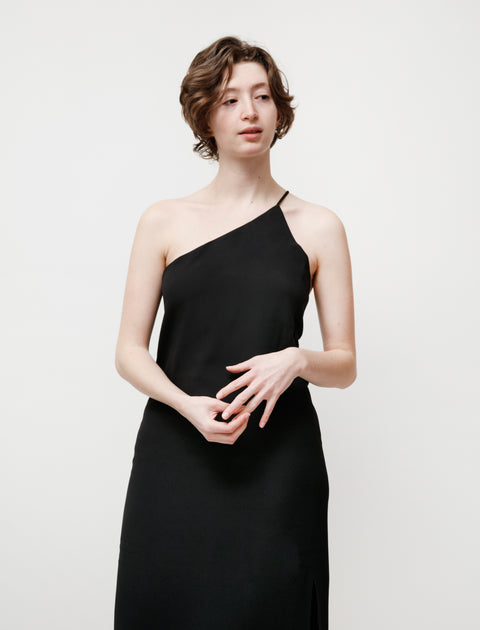 Acne Studios One Shoulder Dress Crepe Black