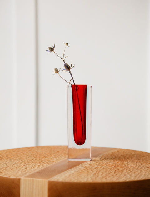 Found by Neighbour Seguso Cut Block Vase Red + Sky