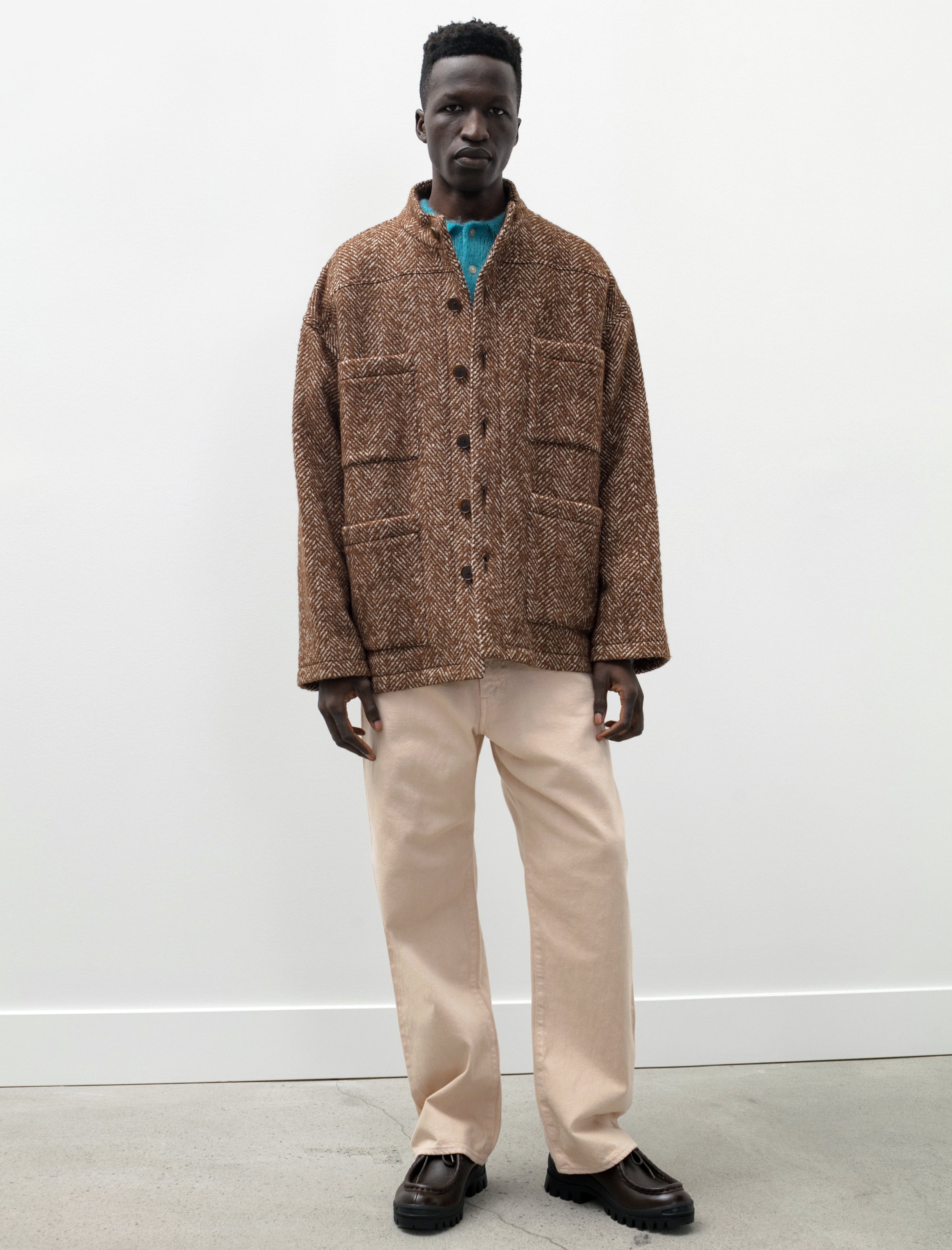 Wool Alpaca Herringbone Tweed Blouson