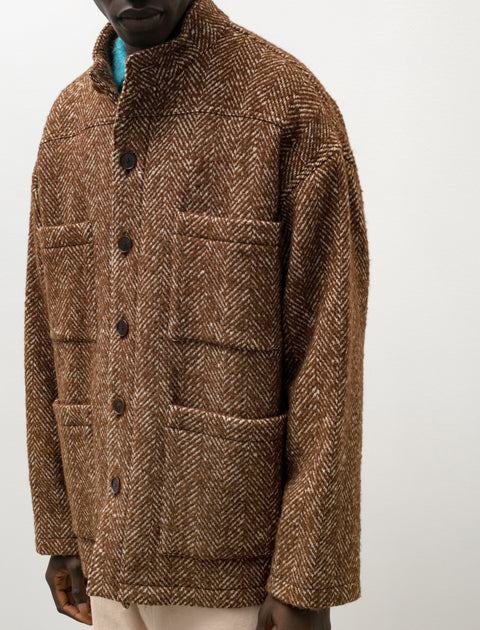 Auralee Wool Alpaca Herringbone Tweed Blouson