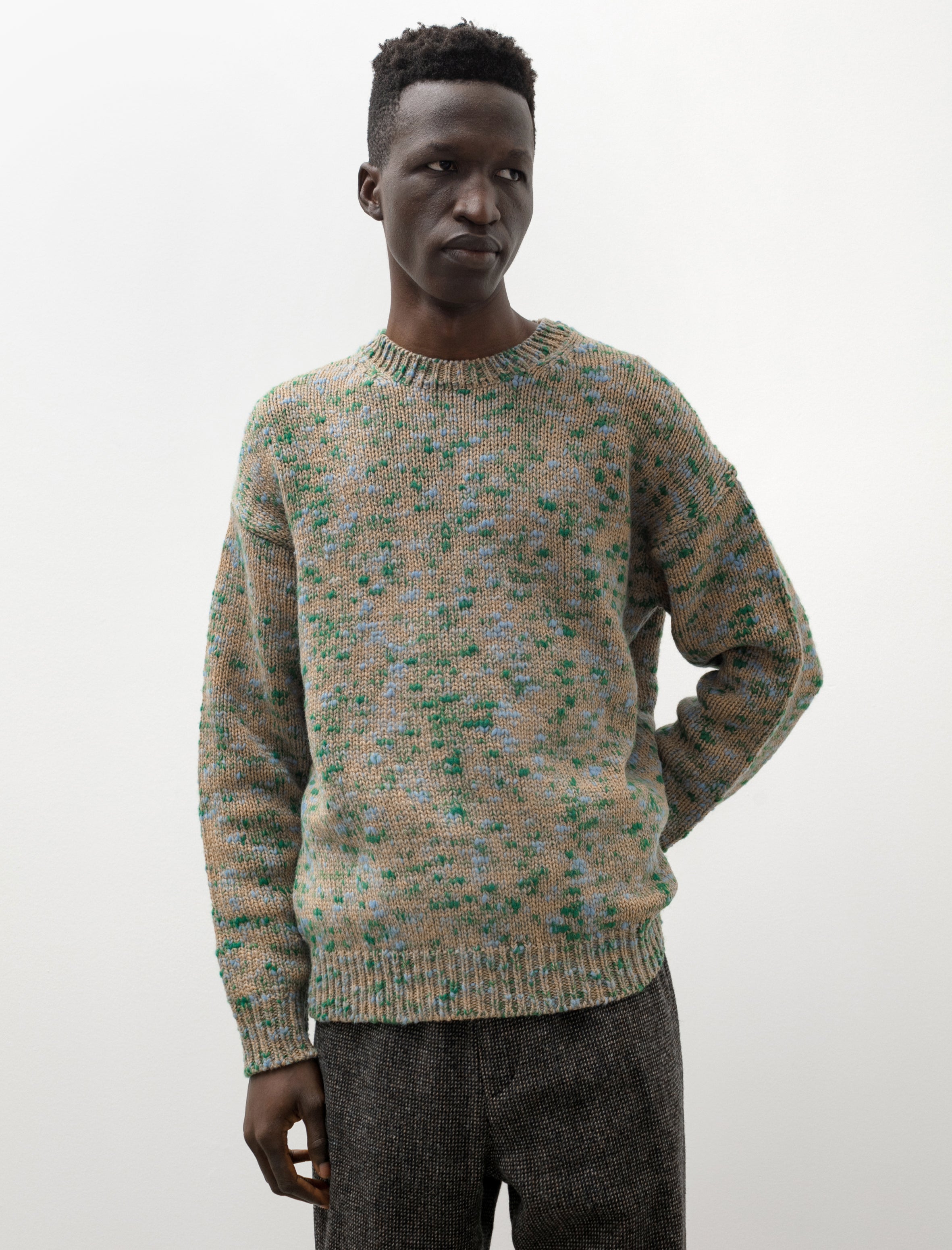 Wool Mix Colour Slub Yarn Knit Sweater