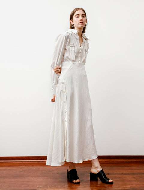 Y's by Yohji Yamamoto Buttoned High Waist Skirt White