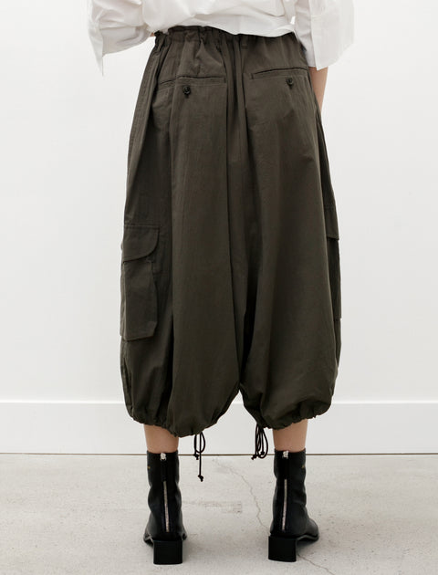 Y's by Yohji Yamamoto Cropped Drawstring Cargo Pants Khaki