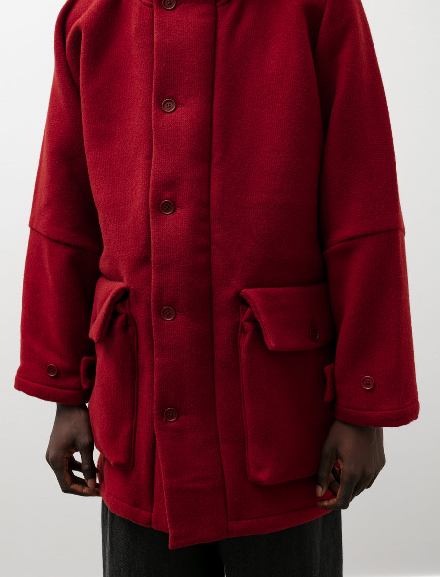 Evan Kinori Hooded Coat Heavy Wool Duffle Red – Neighbour