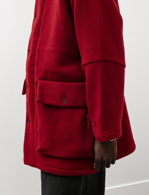 Evan Kinori Hooded Coat Heavy Wool Duffle Red