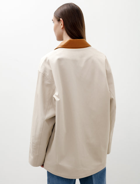 Cristaseya Oversized Blouson with Leather Patch Chalk