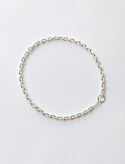 Standard Necklace Thin Polished Silver Short