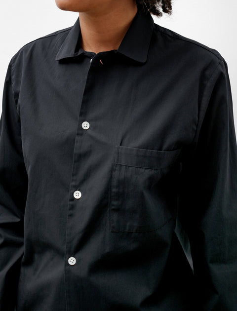 Tekla Poplin Pyjamas Shirt All Black
