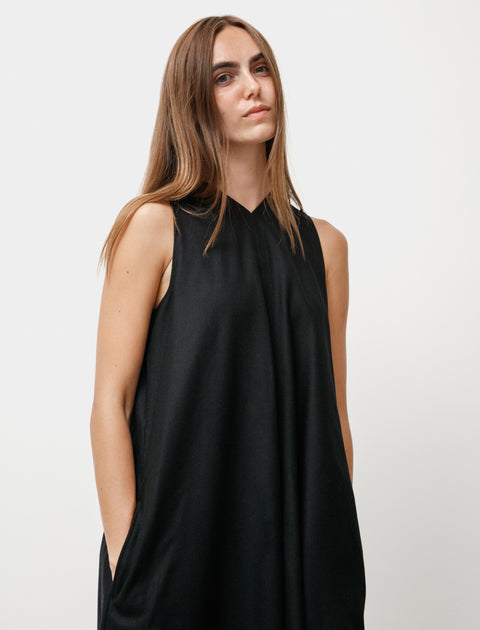 Y's by Yohji Yamamoto Asymmetrical Pressed Wool Dress Black