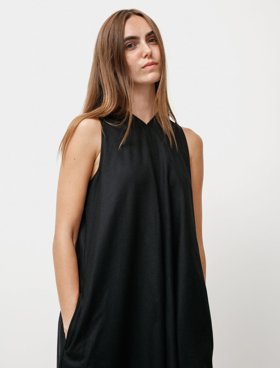 black wool dress Y's by Yohji Yamamoto Asymmetrical Pressed Wool Dress Black – Neighbour