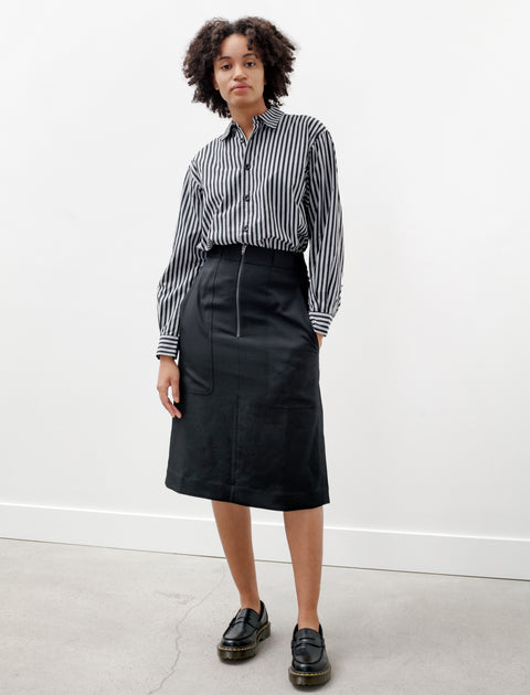 Studio Nicholson Gado Dry Wool Twill Zip Skirt Black