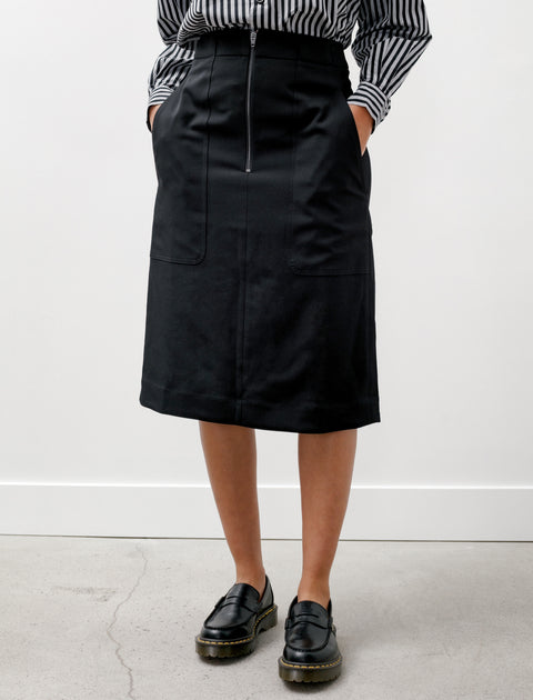 Studio Nicholson Gado Dry Wool Twill Zip Skirt Black – Neighbour