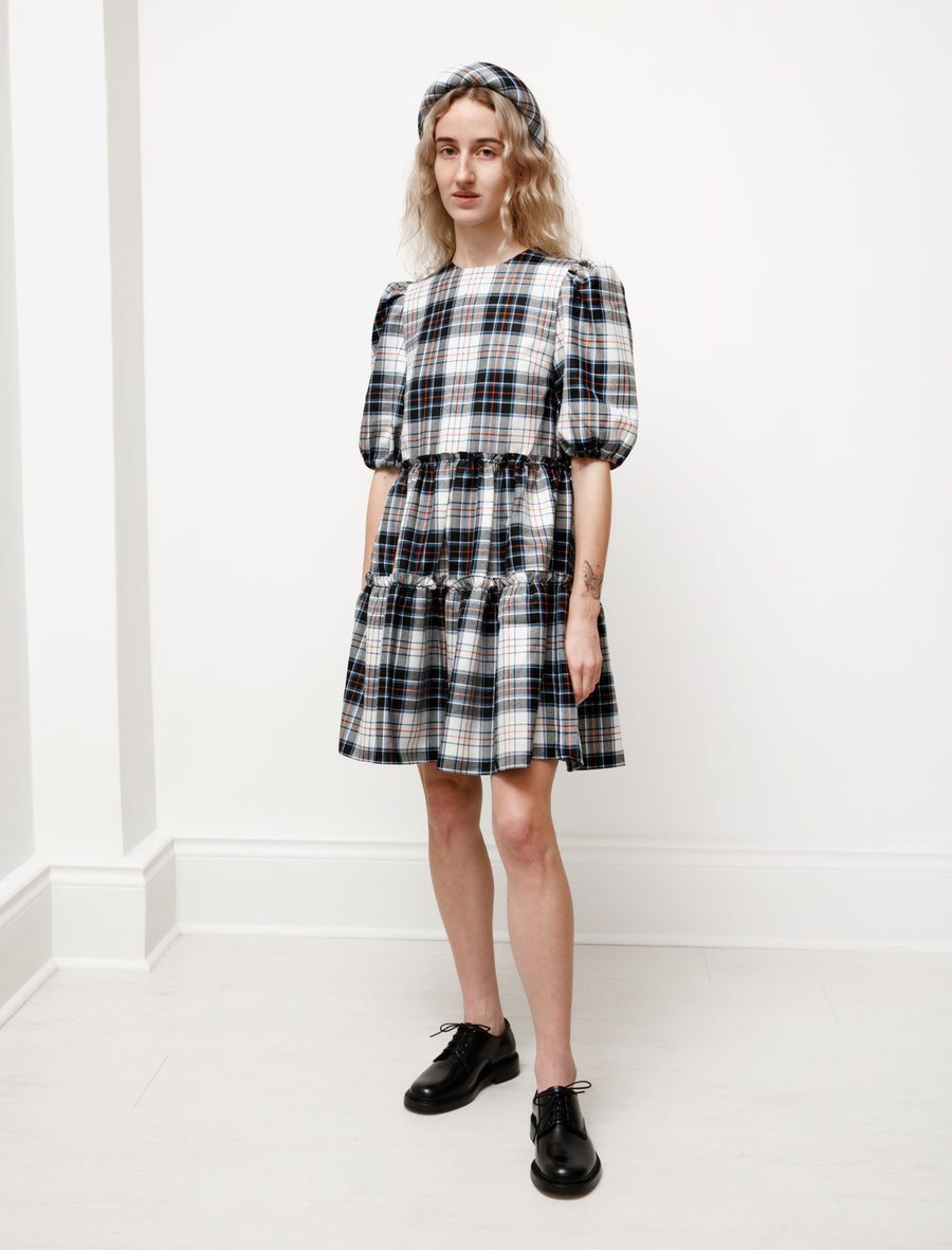 cream tartan dress Polo Ralph Lauren Long Sleeve Plaid Smocked Dress in Cream Stewart Tartan