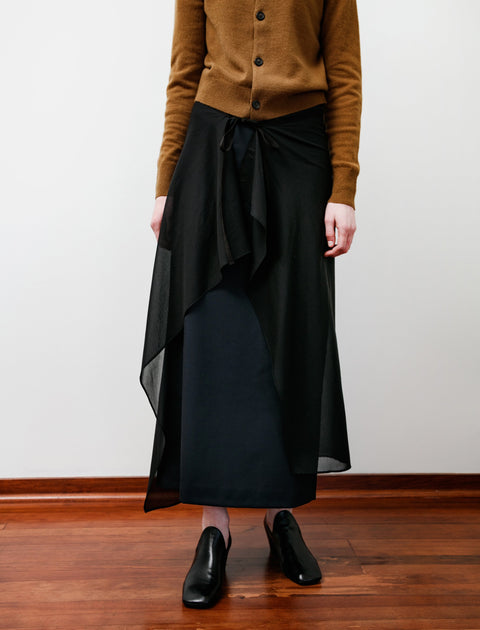 Y's by Yohji Yamamoto Double Layer Float Skirt Black