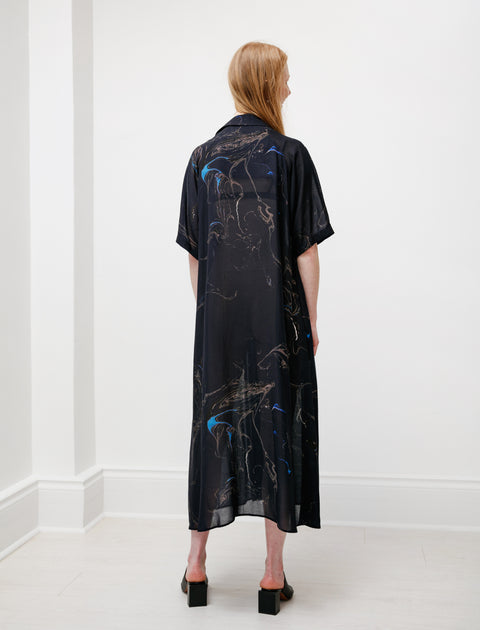 Y's by Yohji Yamamoto Marble Print Shirtdress
