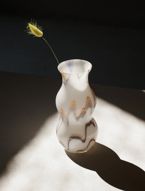 Found by Neighbour Czech Marbled Glass Vase Pale Waves