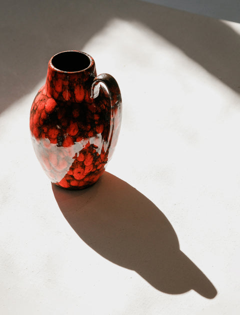 Found by Neighbour German Fat Ceramic Urn Lava Red