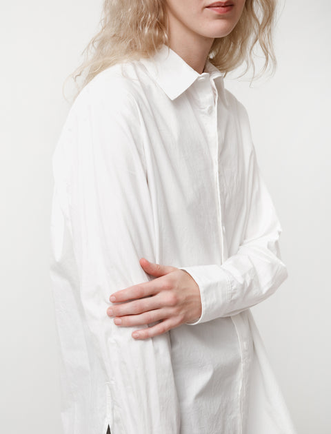 Y's by Yohji Yamamoto Cotton Cupro Layered Shirt White