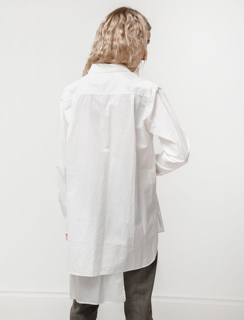 Y's by Yohji Yamamoto Cotton Cupro Layered Shirt White