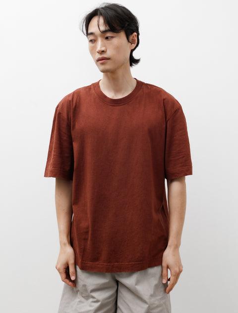 Margaret Howell MHL Simple T-Shirt Cotton Linen Burnt Sienna